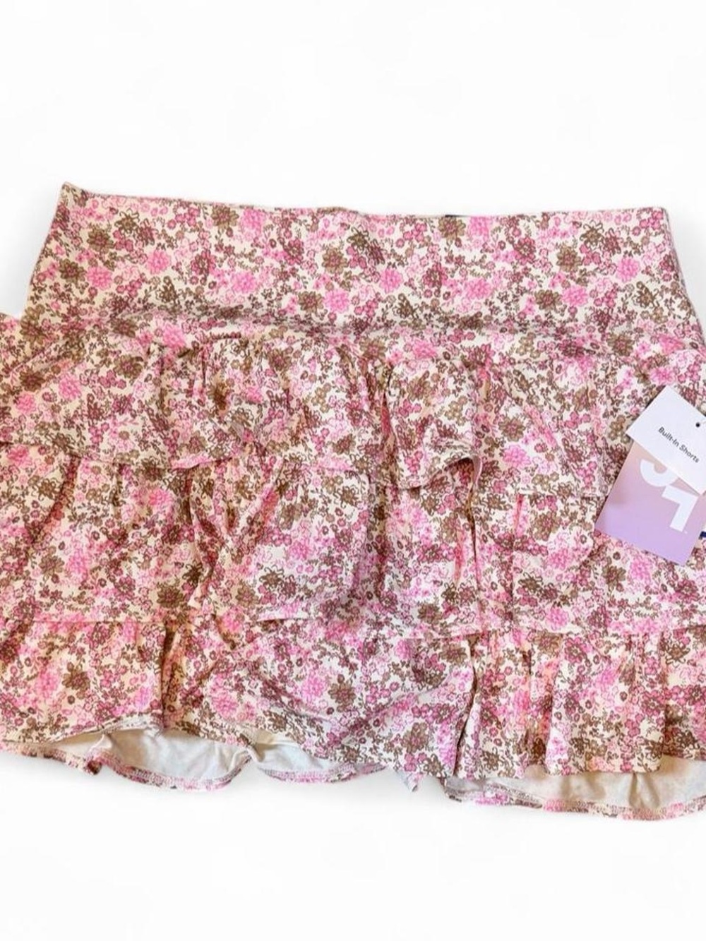 JoyLab Pink Floral Ruffle Mini Skirt - Picture 2 of 5